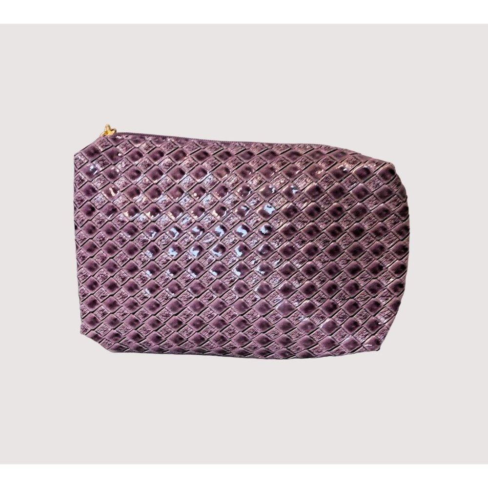 Estee Lauder Cosmetic Bag Purple Woven Pattern Zipper Closure